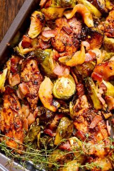 Sheet Pan Chicken Breasts with Brussels Sprouts and Bacon - 30 Incredibly Good Sheet Pan Chicken Dinner
