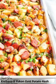 Sheet Pan Kielbasa and Yukon Gold Potato Hash - 30 Kielbasa Recipes You Should Get On Hand