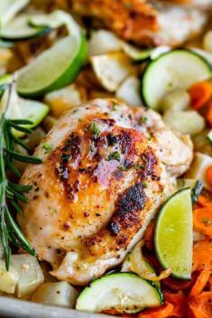 Sheet Pan Rosemary Lime Chicken and Veggies - 30 Incredibly Good Sheet Pan Chicken Dinner