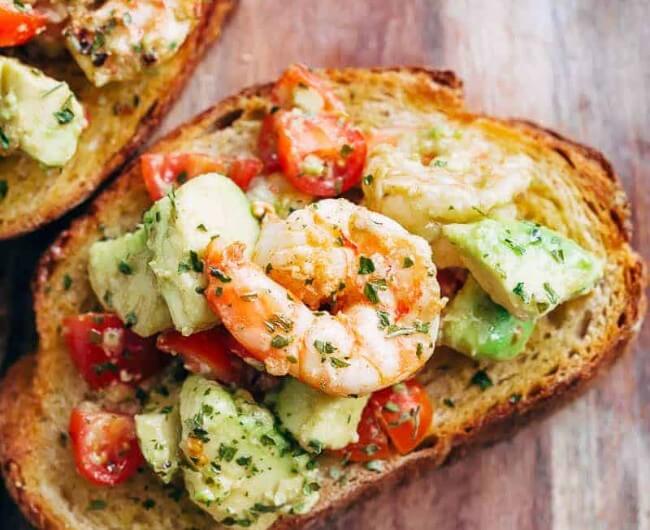 Shrimp Avocado Garlic Bread
