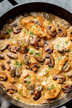 Skillet Chicken and Mushroom Wine Sauce - 30 Incredibly Good Recipes For Chicken Breasts