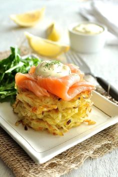 Smoked Salmon Potato Rosti Stack - 25 Amazing Salmon Breakfast Recipes
