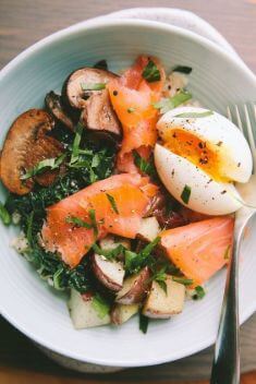 Smoked Salmon Spinach Mushroom Breakfast Bowl - 25 Stunning Breakfast Bowls Loaded with Greens