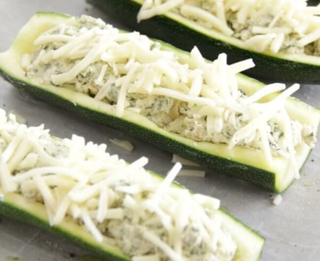 Spinach Artichoke Zucchini Boats
