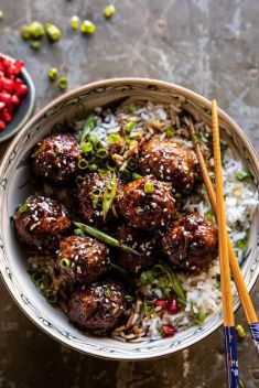 Sticky Sesame Ginger Chicken Meatballs - 30 Stunning Dishes Made with Chicken Meatballs
