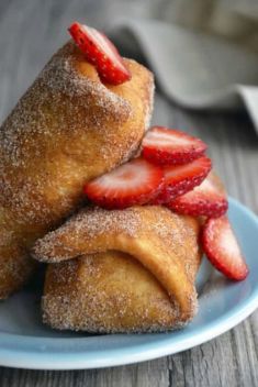 Strawberry Cheesecake Chimichangas - 30 Stunning Mexican Desserts and Snacks