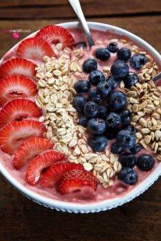 Strawberry Oatmeal Smoothie Bowl - 25 Smoothie Bowls To Blow Up Your Taste Buds