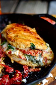 Sundried Tomato Spinach and Cheese Stuffed Chicken - 30 Incredibly Good Recipes For Chicken Breasts