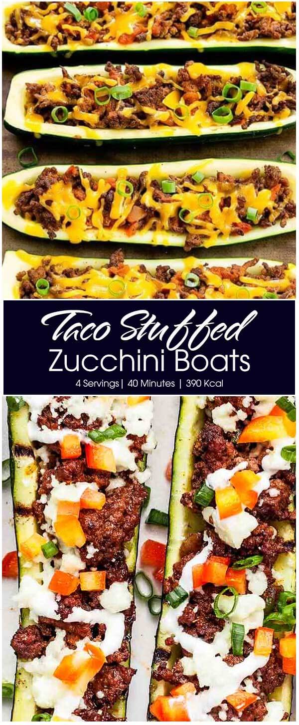 Taco Stuffed Zucchini Boats