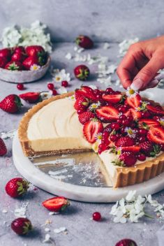 Vanilla Custard Tart with Strawberries and Cream - 30 “Crave-Worthy” Tarts