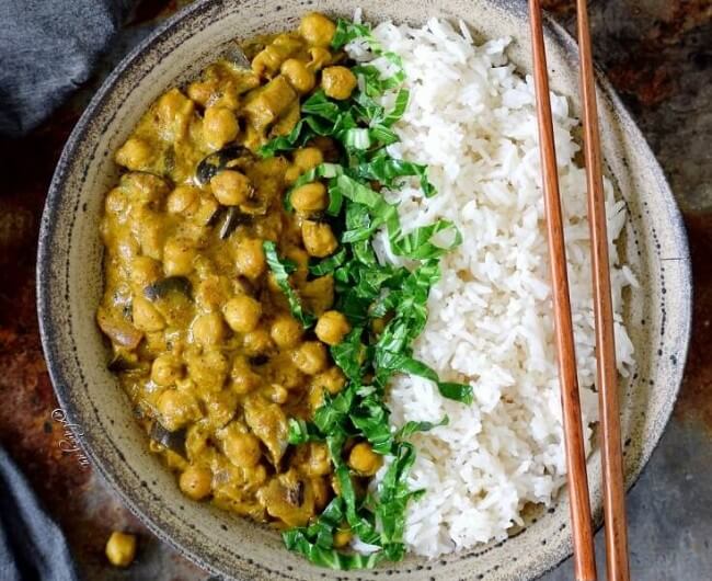 Vegan Chickpea Eggplant Curry