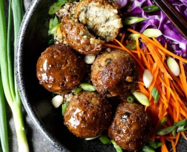Vegan Japanese Eggplant No-Meatballs