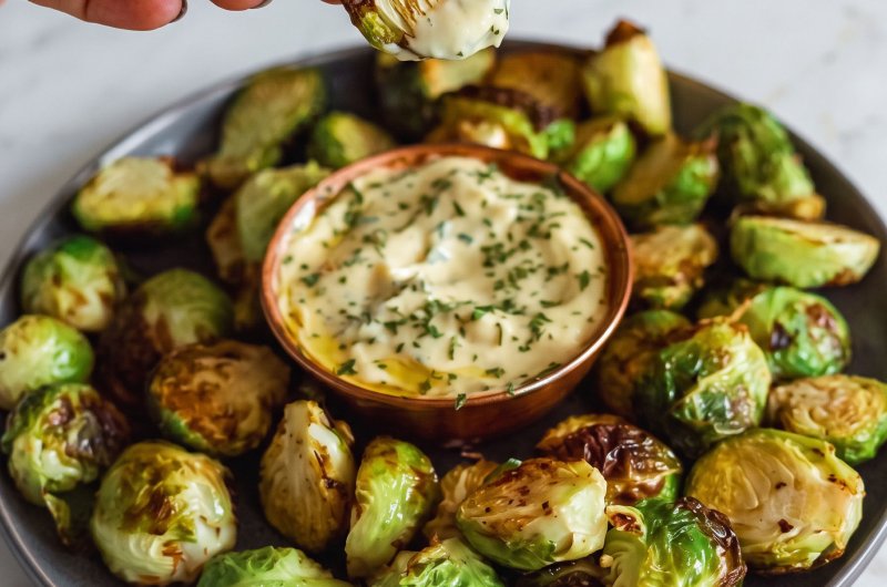 Crispy Brussel Sprouts With Dijon Aioli