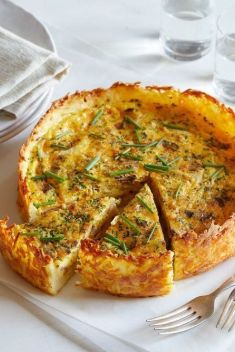 Bacon Cheddar and Chive Quiche with Hash Brown Crust - 30 Best Recipes For Quiche For A Crowd
