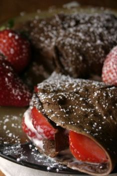 Chocolate Crepes with Strawberries and Cream Cheese - 30 Delicious Crepes That Will Make Your Day