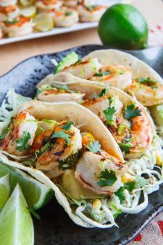 Cilantro Lime Shrimp Tacos with Roasted Corn and Jalapeno Slaw - 30 Crazy Good Shrimp Tacos On The Go