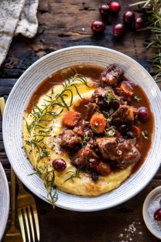 Cranberry Cider Braised Beef Stew with Rosemary Polenta - 30 Best Recipes For Braised Beef For Dinner