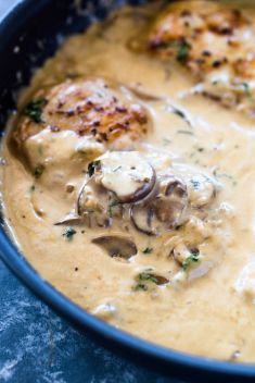 Creamy Garlic Parmesan Mushroom Chicken - 30 “Addictive” Keto Chicken Dishes For Dinner