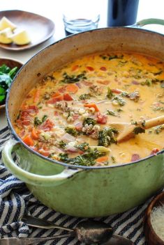 Creamy Sausage and Kale Soup - 30 Super Delicious Sausage Soups For A Crowd