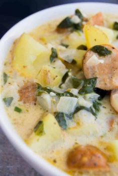 Creamy Smoked Sausage Spinach and Potato Soup - 30 Super Delicious Sausage Soups For A Crowd