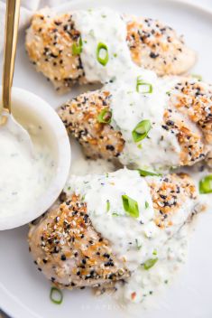 Everything Bagel Chicken with Scallion Cream Cheese Sauce - 30 “Addictive” Keto Chicken Dishes For Dinner