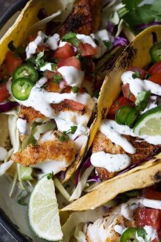 Fish Tacos with Cilantro Lime Sauce - 30 Best Fish Tacos That Will Change Your Mind Of Fish