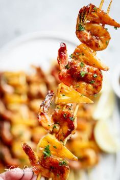 Honey Garlic Butter Shrimp Pineapple Skewers - 30 Ridiculously Good Recipes For Shrimp Skewers