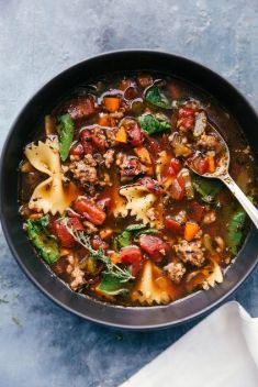 Italian Sausage and Pasta Soup - 30 Super Delicious Sausage Soups For A Crowd