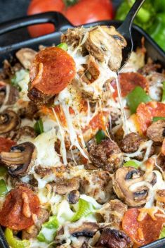 Keto Low Carb Pizza Casserole - 30 “Addictive” Keto Chicken Dishes For Dinner
