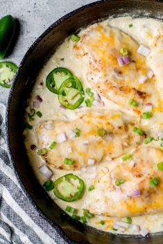 Keto One Pan Cheesy Jalapeño Chicken - 30 “Addictive” Keto Chicken Dishes For Dinner