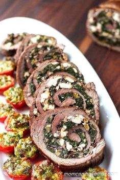 Low Carb Swiss Chard Stuffed Flank Steak with Feta Cheese and Walnuts - 25 Best Recipes For Stuffed Flank Steak