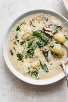Parmesan Mushroom and Spinach Gnocchi Soup - 30 Super Healthy and Delicious Mushroom Soups