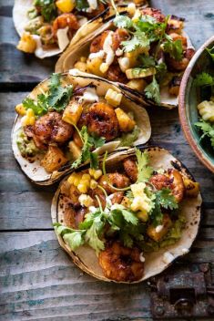 Sheet Pan Hawaiian Pineapple Shrimp Tacos with Creamy Jalapeño Special Sauce - 30 Crazy Good Shrimp Tacos On The Go