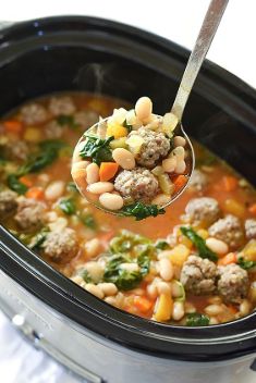 Slow Cooker Tuscan White Bean and Sausage Soup - 30 Super Delicious Sausage Soups For A Crowd