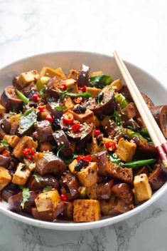Spicy Black Bean Tofu and Eggplant - 30 Best Spicy Tofu Dishes For Dinner