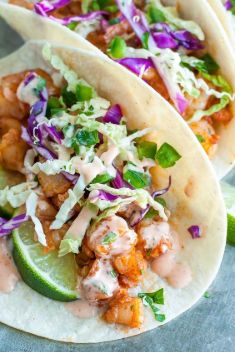 Spicy Sriracha Shrimp Tacos with Cilantro Lime Slaw - 30 Crazy Good Shrimp Tacos On The Go