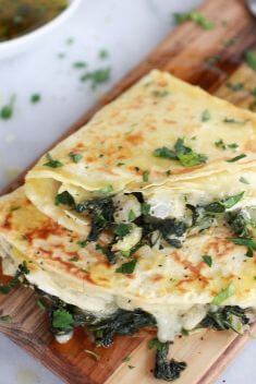 Spinach Artichoke and Brie Crepes with Sweet Honey Sauce - 30 Delicious Crepes That Will Make Your Day