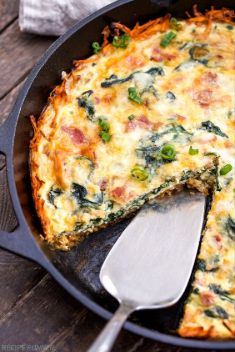 Spinach Bacon Cheese Quiche with Sweet Potato Crust - 30 Best Recipes For Quiche For A Crowd