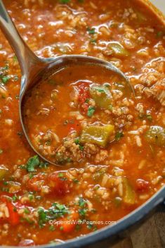 Stuffed Pepper Soup - 30 Super Delicious Sausage Soups For A Crowd