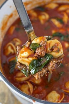 Tortellini Soup with Italian Sausage Spinach - 30 Super Delicious Sausage Soups For A Crowd