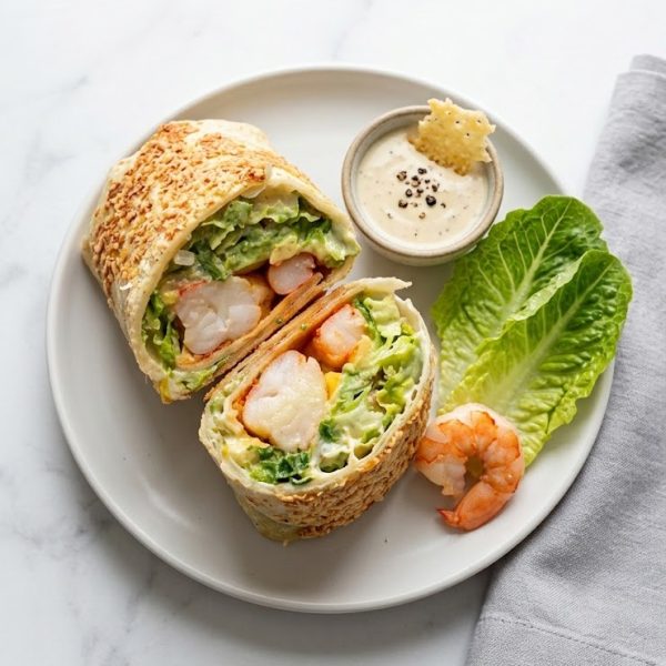 Parmesan Crusted Shrimp Caesar Wrap
