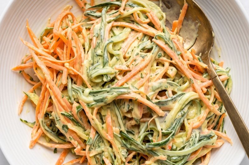 Creamy Cucumber Carrot Salad with Greek Yogurt Dressing