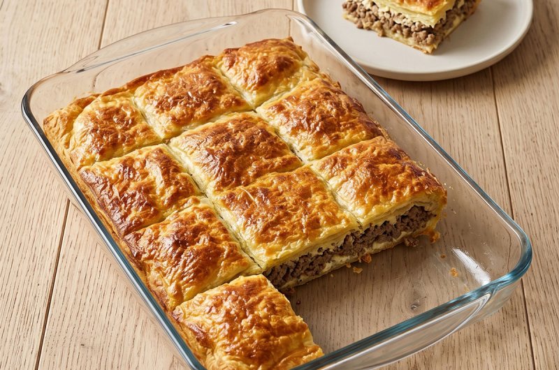 Cheesy Ground Beef Goulash Sheet Casserole