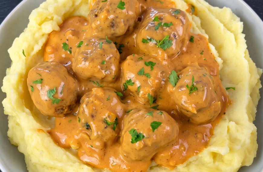 Meatballs in Creamy Sauce with Mashed&hellip;