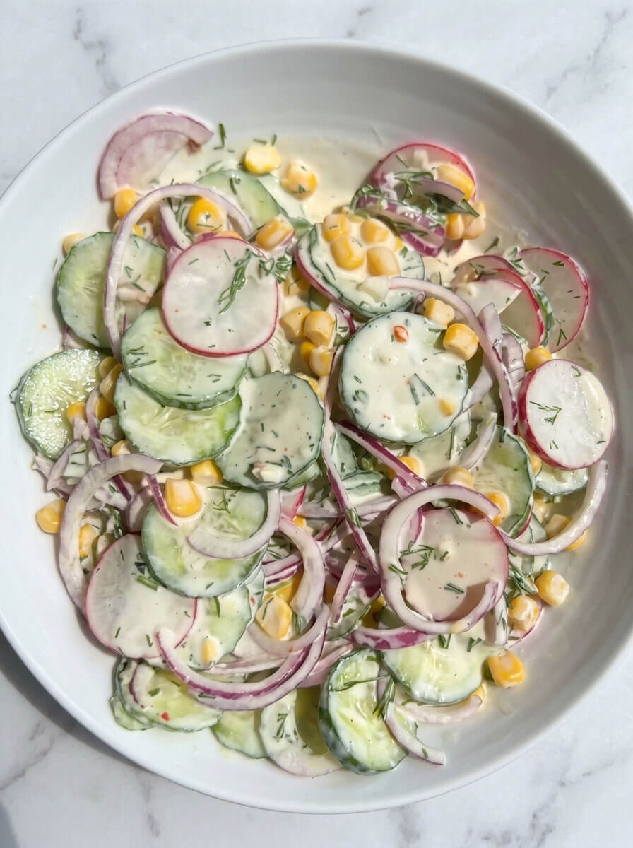 Creamy Corn Cucumber Salad